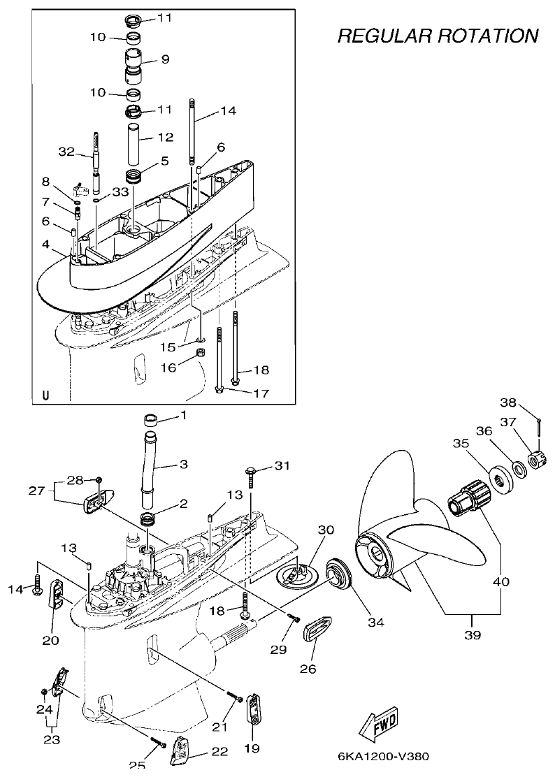 Yamaha F300FST, FL300FST, F300FST2, FL300FST2 LOWER CASING & DRIVE 2 parts diagram